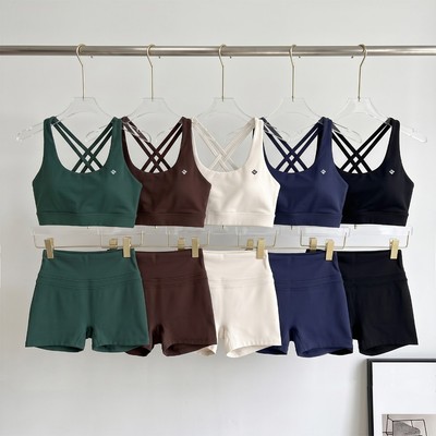 Áo bra tập gym yoga nữ, quần legging biker short chất liệu Ecofriend co giãn, thoáng mát, WBR119-21 Run Navy