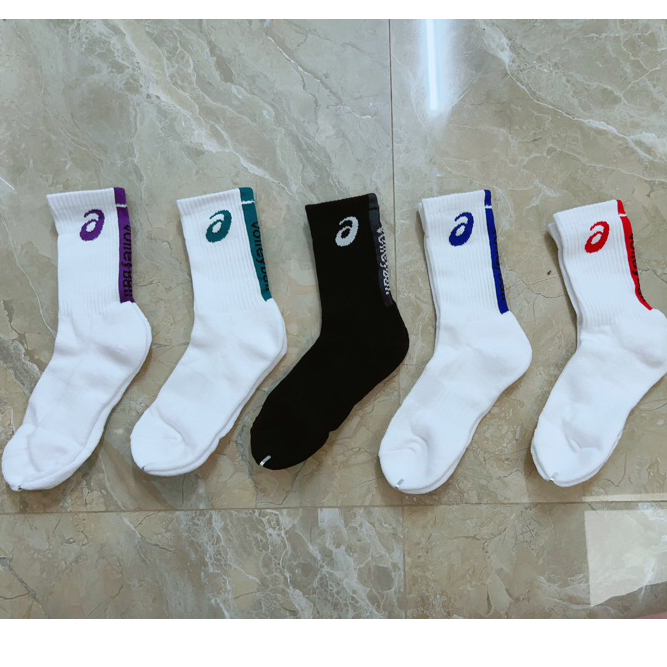 COMBO 3 Đôi Tất Vớ  ASSICS Cổ Cao Đệm Xù Cao Cấp Vớ Cổ Dài Thể Thao Nam Nữ Tất Cao Cổ Êm Ái Không Bí