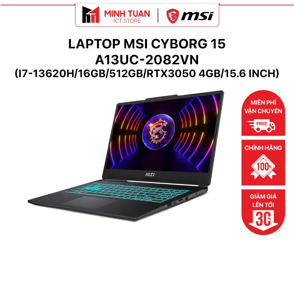 [TẶNG KÈM CHUỘT] Laptop MSI Cyborg 15 A13UC-2082VN (i7-13620H | 16GB | 512GB | RTX3050 4GB | 15.6 in