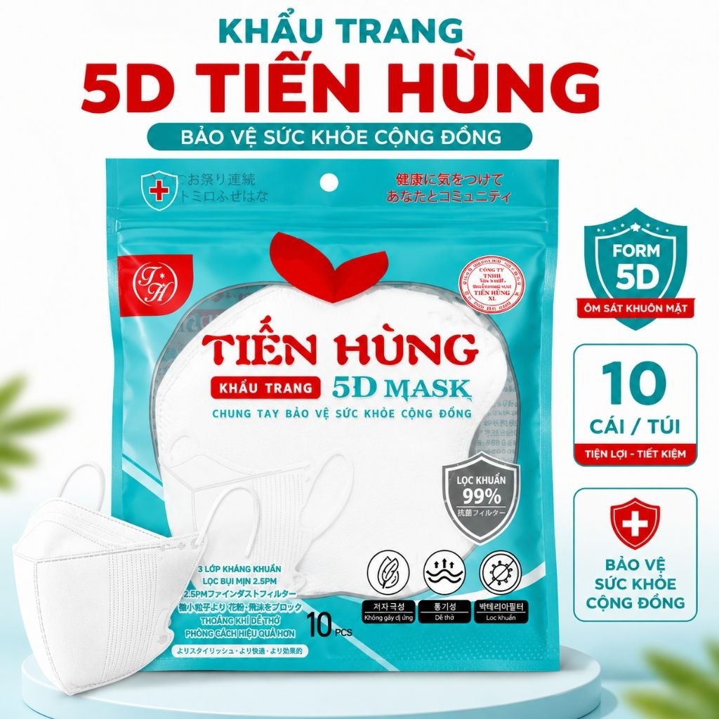 Khẩu Trang 5D Mask Tiến Hùng Thùng 100 Cái Đủ 5 Màu – Khẩu Trang 5D Tiện Dụng