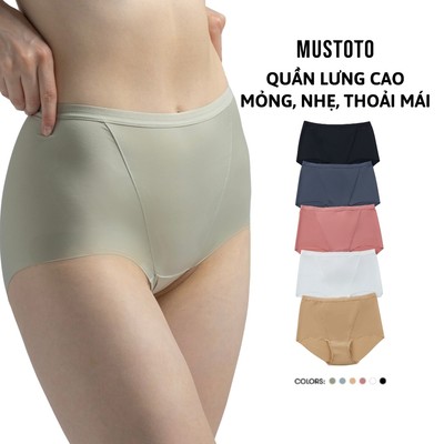MUSTOTO Quần Lót Nữ Trơn Mỏng Lưng Cao Ôm Bụng Thoải Mái (MQ09)