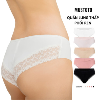 MUSTOTO Quần Lót Nữ Lưng Thấp Phối Viền Ren Holly Mềm Mát (MQ06)
