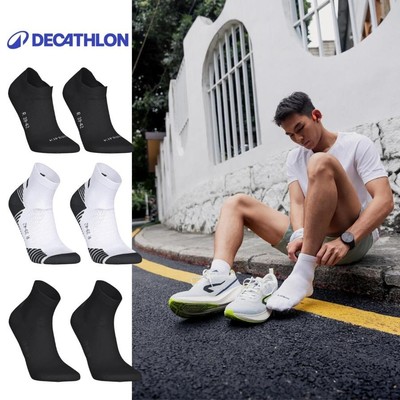 Tất chạy bộ gói 2 đôi Run 500 Fine Crew DECATHLON Kiprun