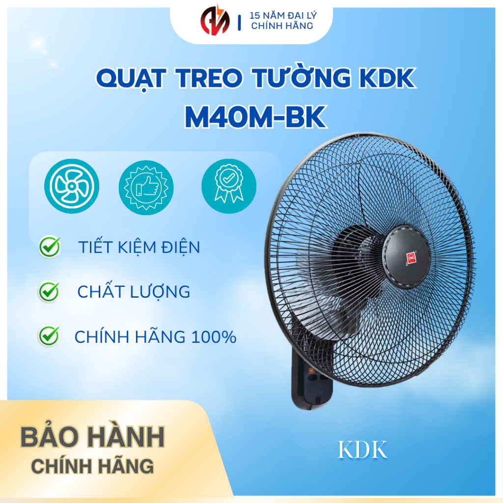 Quạt treo tường Nhật KDK M40M màu đen- Có Remote