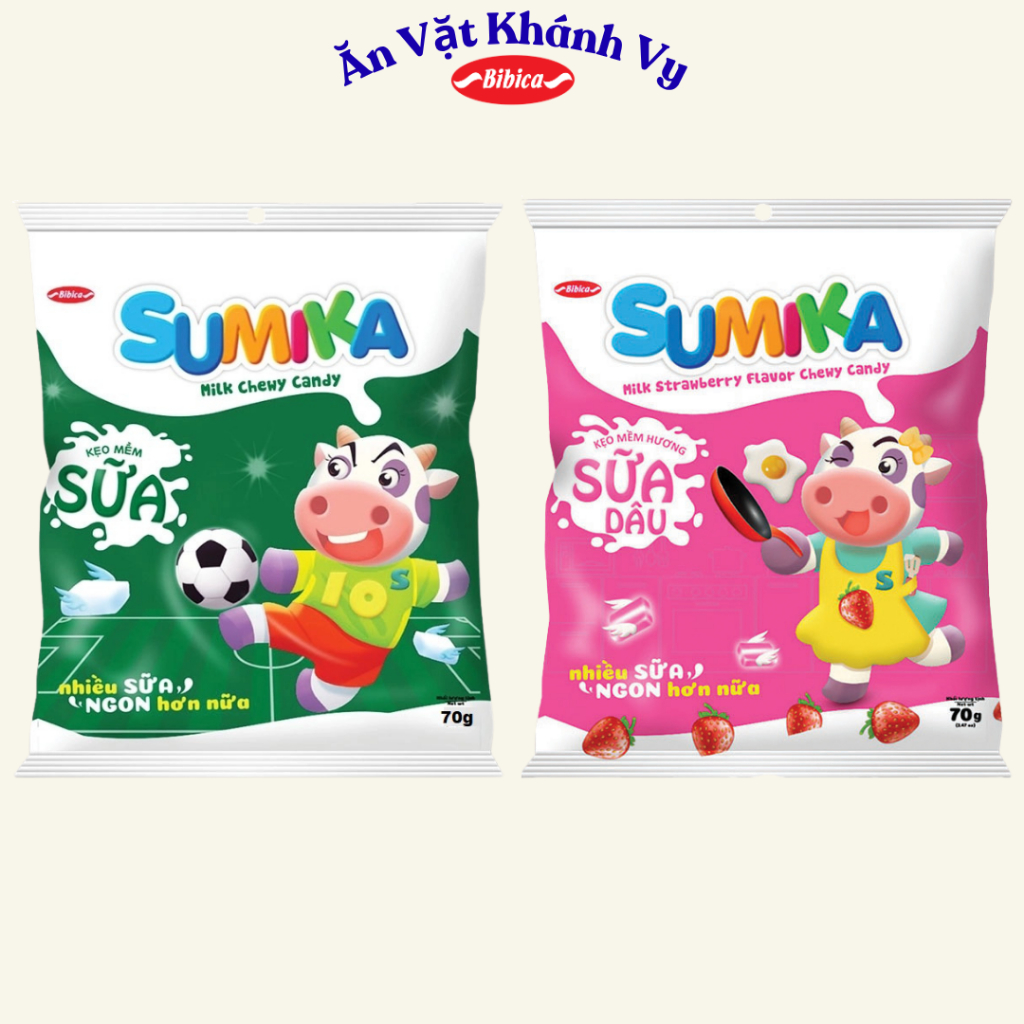 Combo Kẹo Mềm Bibica Sumika Sữa Đủ Vị Gói Nhỏ 70g- HÀNG CHÍNH HÃNG