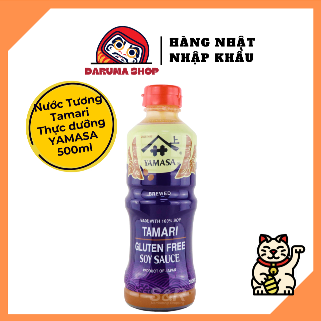 Nước Tương Tamari Shoyu thực dưỡng nhập khẩu Nhật Bản/Tamari Gluten Free Soy Sauce Yamasa/Chai 500ml