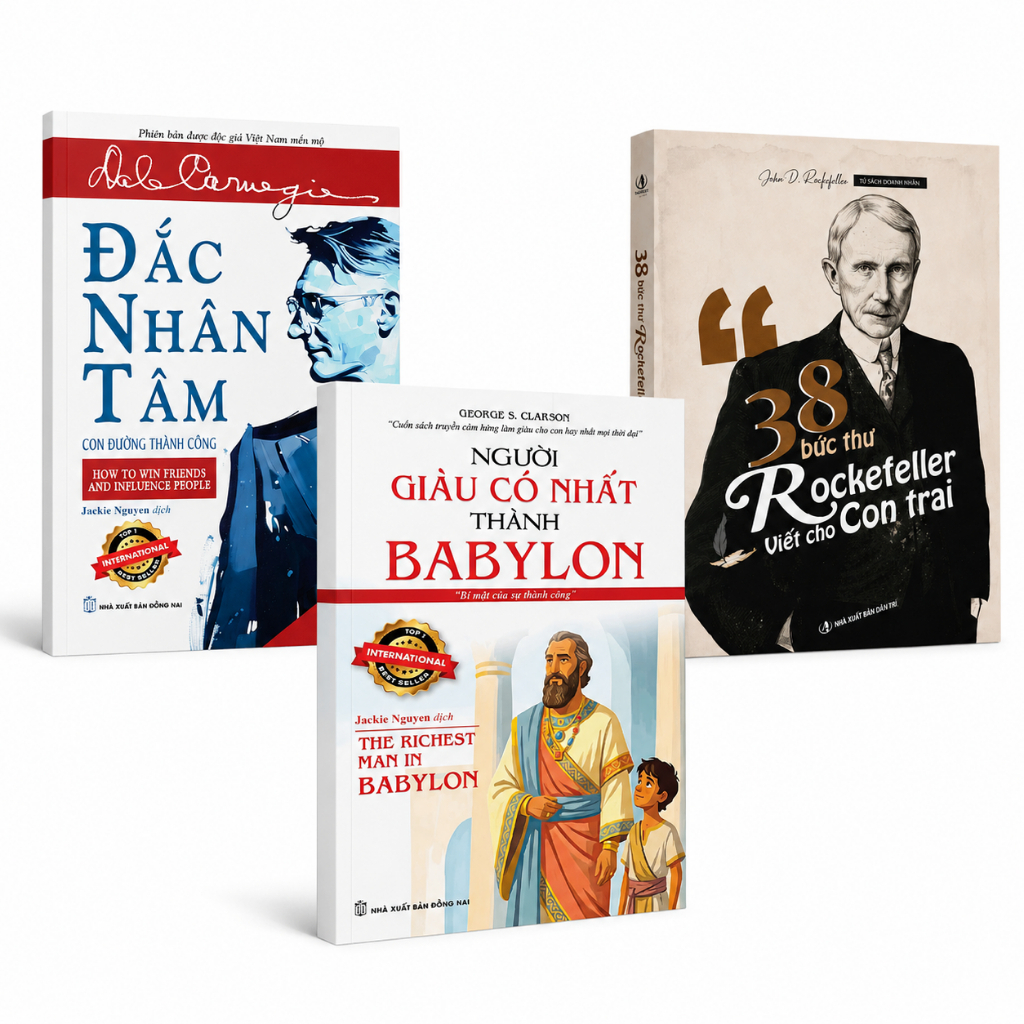 Sách - 3 cuốn: Đắc Nhân Tâm, Người Giàu Có Nhất Thành Babylon, 38 Bức Thư Rockefeller Viết Cho Con T