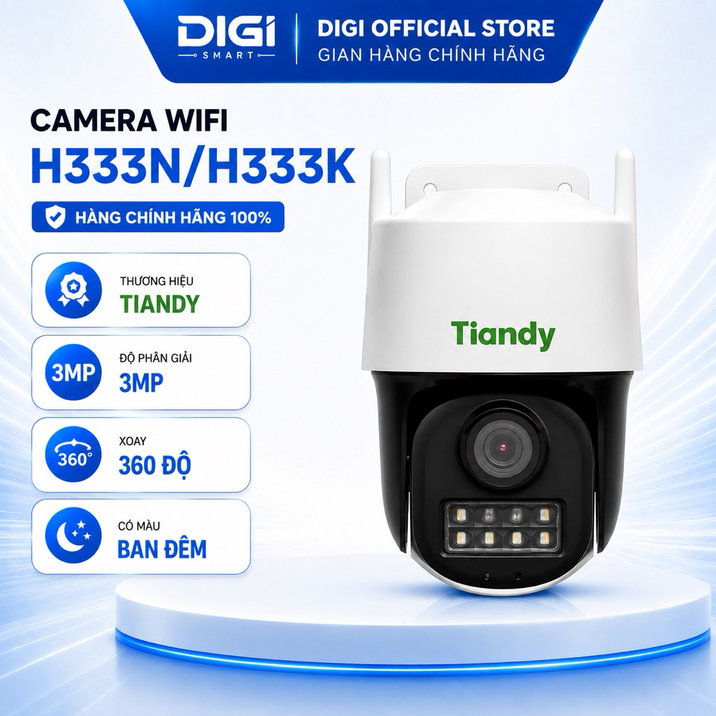Camera Wifi TIANDY H333N 3MP/H333K 3MP/H334S 3MP Ngoài Trời - Xoay 360 Độ, Đàm Thoại, Theo Dõi