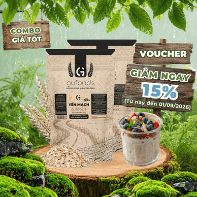 [1kg] Combo 2 Yến mạch tươi cán mỏng (cán dẹt) GUfoods - Healthy, Tập gym (mỗi túi zip 500g)