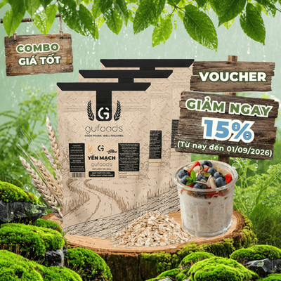 [1.5kg] Combo 3 Yến mạch tươi cán mỏng (cán dẹt) GUfoods - Healthy, Tập gym (mỗi túi zip 500g)