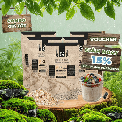 [2.5kg] Combo 5 Yến mạch tươi cán mỏng (cán dẹt) GUfoods - Healthy, Tập gym (mỗi túi zip 500g)