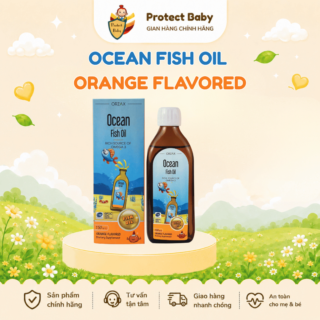 OCEAN FISH OIL ORANGE FLAVORED (chai 150ml) - Hỗ trợ phát triển trí não và thị giác