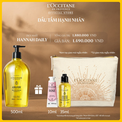 [HANNAH DAILY] Dầu tắm Hạnh Nhân L'Occitane Almond Shower Oil 500ml - Phiên Bản Mới