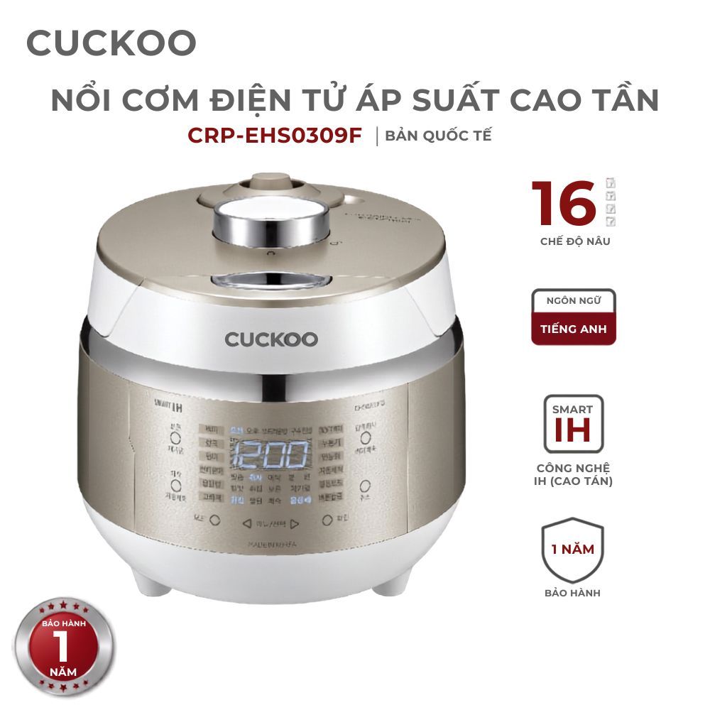 Nồi Cơm Điện Tử Áp Suất Cao Tần Cuckoo CRP-EHS0309F/WHGOVNCV – 0.5 Lít