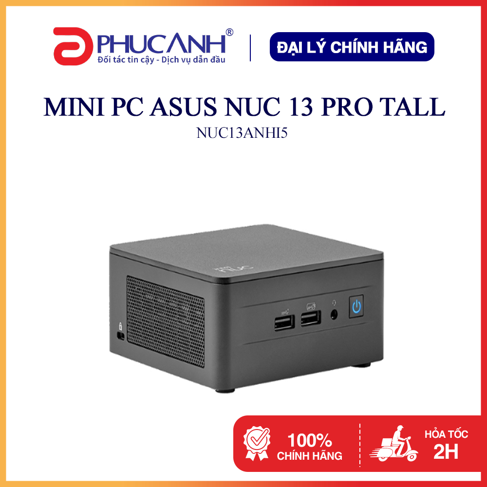 Máy tính mini Asus NUC 13 Pro Tall NUC13ANHI5 i5 1340P, NoOS, 3Y - Hàng Chính Hãng