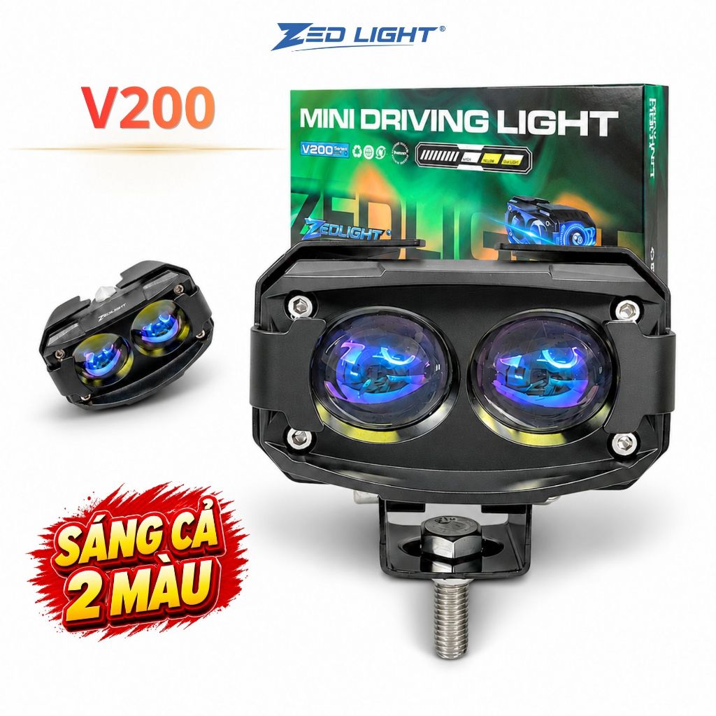 Đèn LED Trợ Sáng Bi Cầu V200 ZED LIGHT - Chế Độ Dual Light, Chống Nước, Lắp Oto Xe Máy Xe
