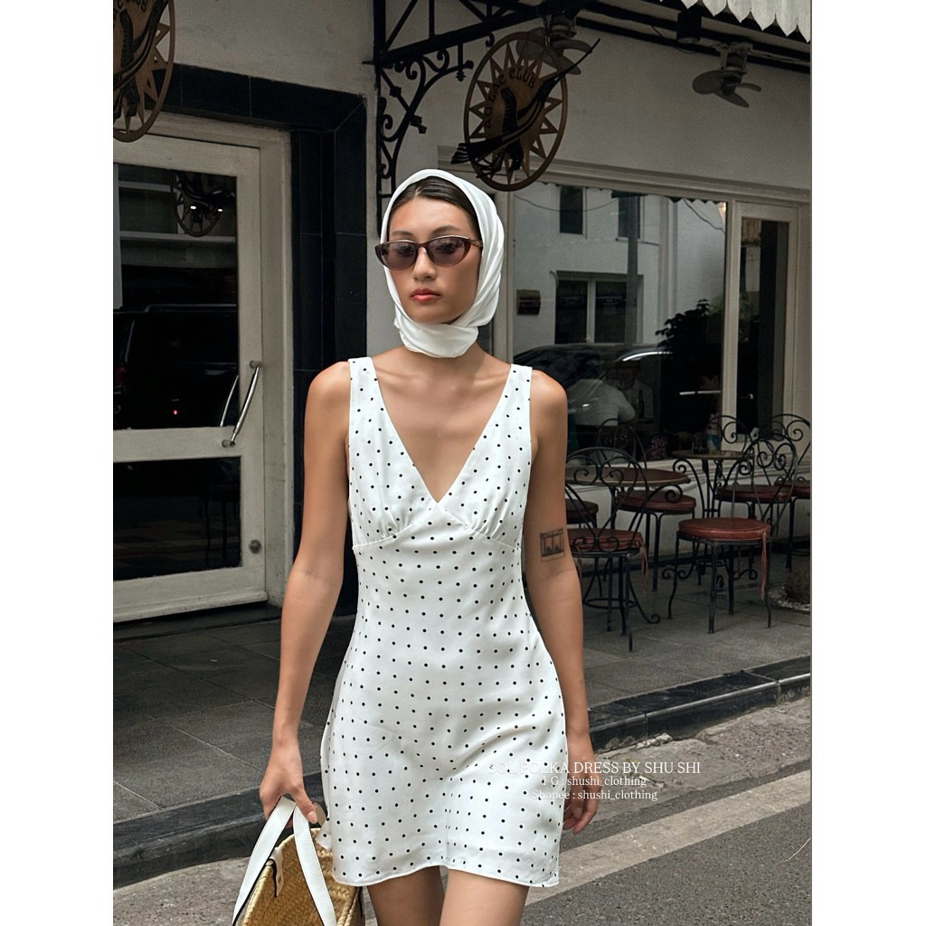 [Thanh lý] Váy chấm bi trắng Shushi_clothing mặc một lần