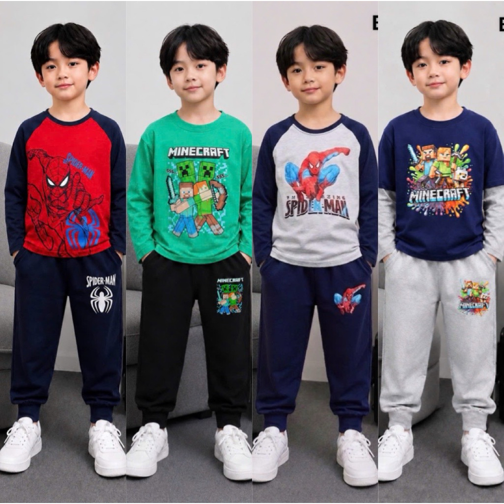 Đồ bộ dài tay bé trai size nhí Janeshop, bộ đồ thu đông cho bé trai chất thun cotton size 13-27kg