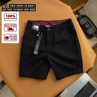 Quần Short Kaki Nam Lưng Thun Fit Đen Mềm Mịn Thoáng Mát Dày Dặn – Bravery