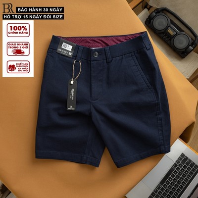 Quần Short Kaki Nam Lưng Thun Fit Xanh Đen Mềm Mịn Thoáng Mát Dày Dặn – Bravery
