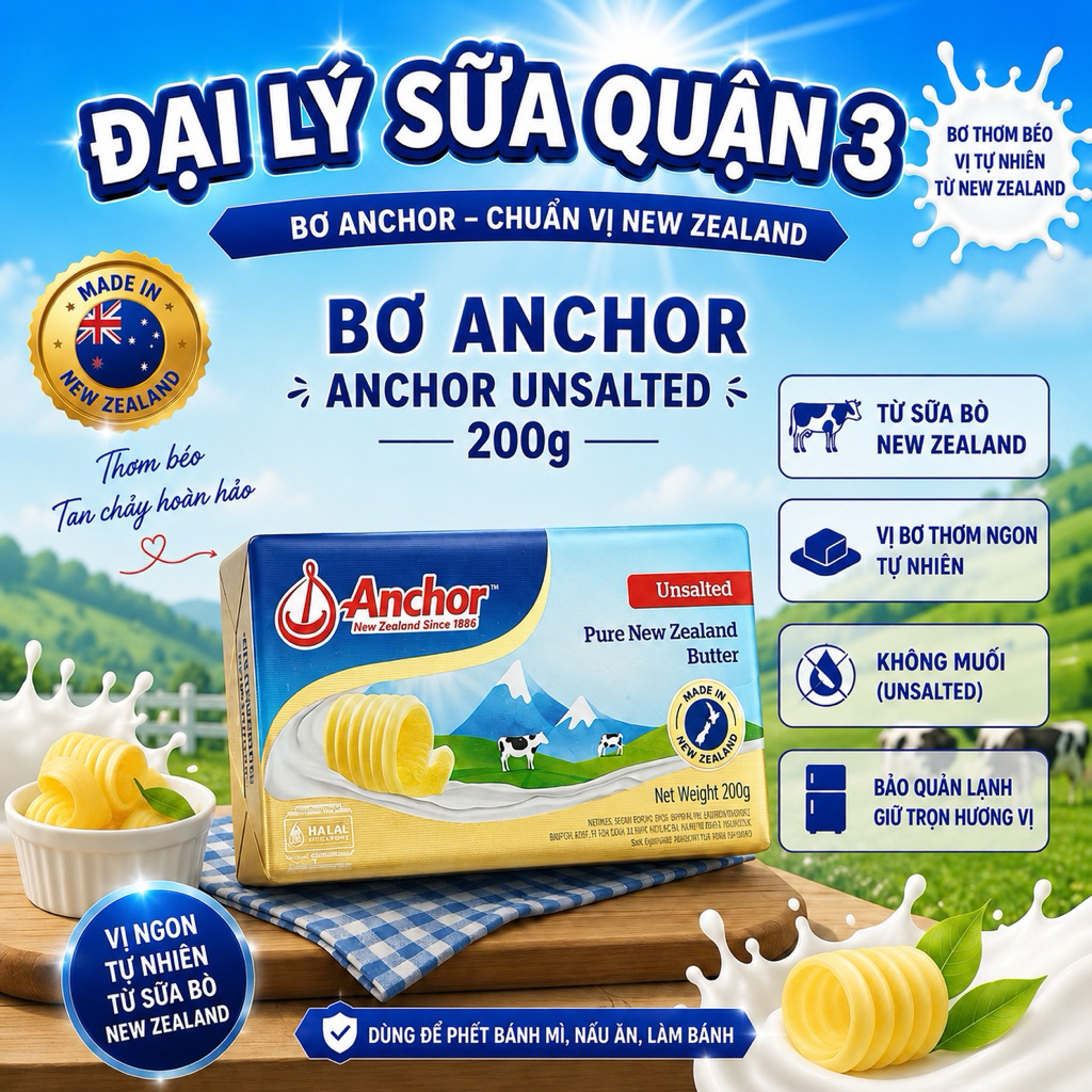 Bơ Lạc Anchor Unsalted Pure Butter 200g