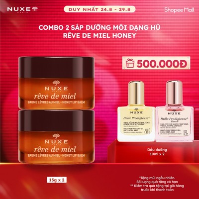 Combo 2 Sáp dưỡng môi dạng hũ Nuxe Reve De Miel Honey Lip Balm 15g
