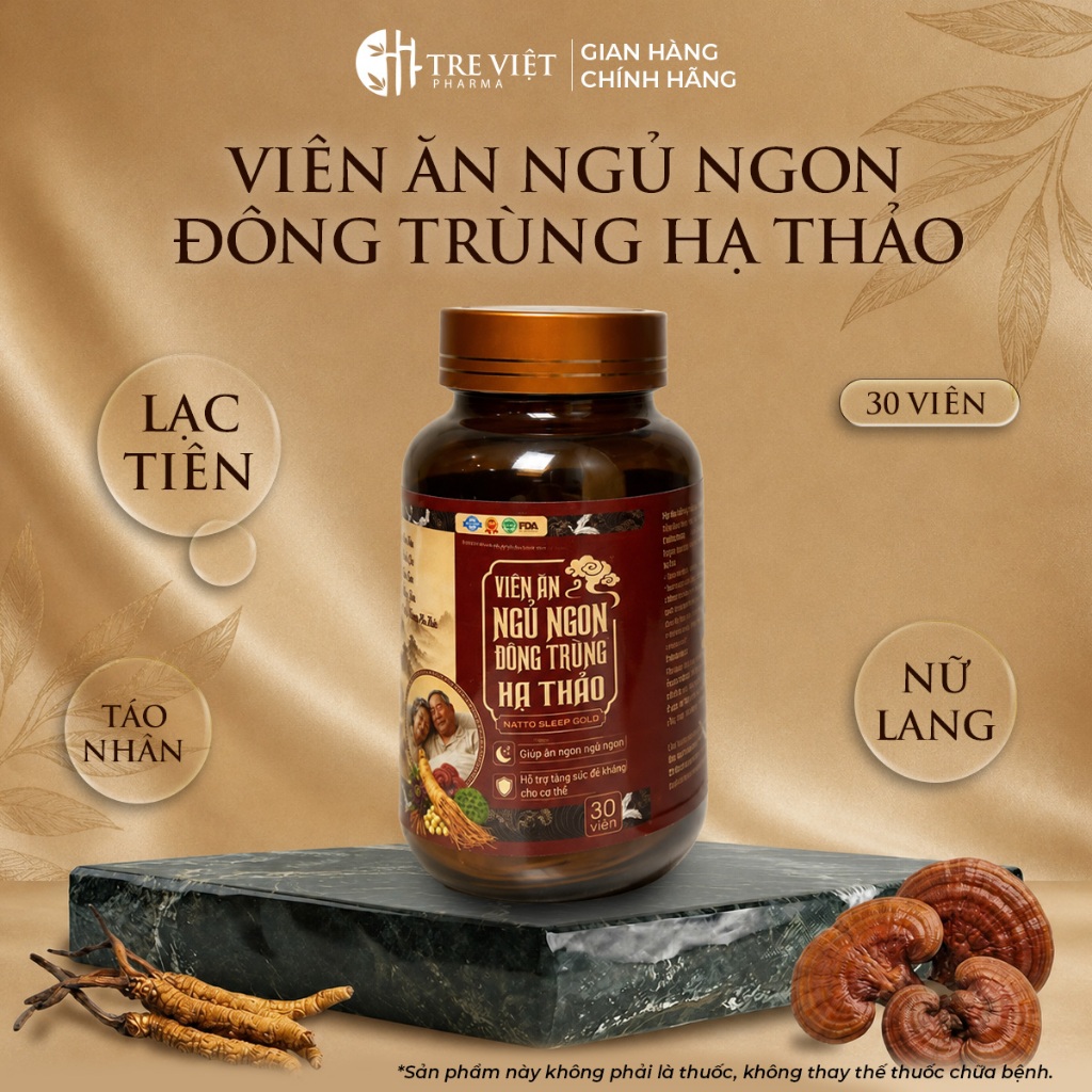 Viên Uống Ăn Ngon Ngủ Ngon Đông Trùng Hạ Thảo, Hỗ Trợ Dễ Ngủ, Ngủ Sâu, Bồi Bổ Sức Khỏe (30-60 Viên)