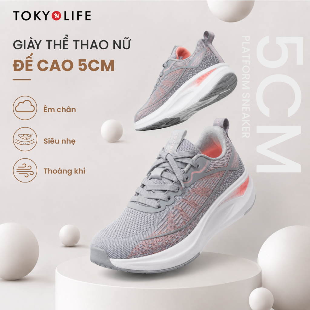 Giày thể thao nữ TOKYOLIFE siêu nhẹ êm chân vải dệt cao cấp thoáng khí 40000445