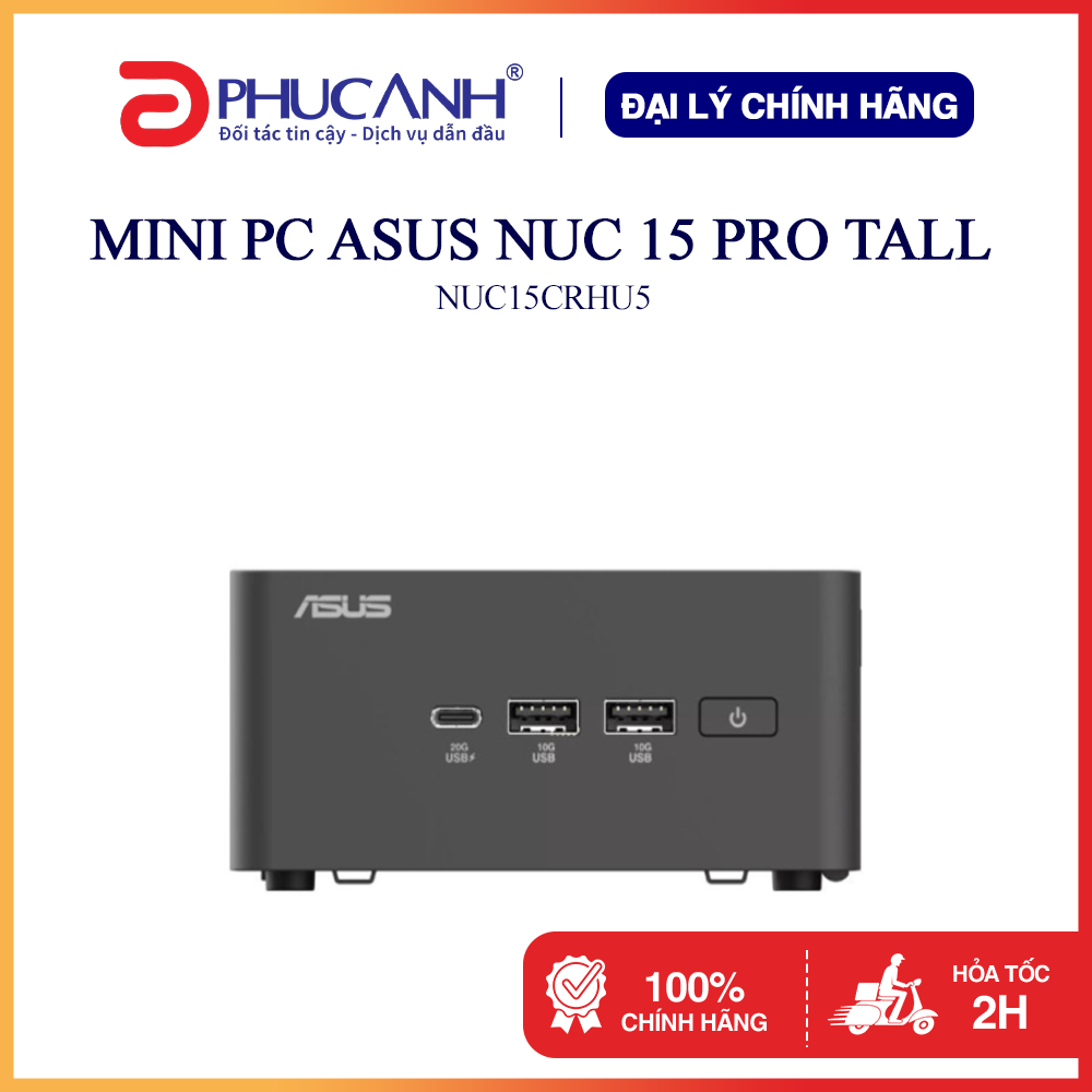 Máy tính mini Asus NUC 15 Pro Tall NUC15CRHU5 Ultra 5 225H, NoOS, 3Y - Hàng Chính Hãng