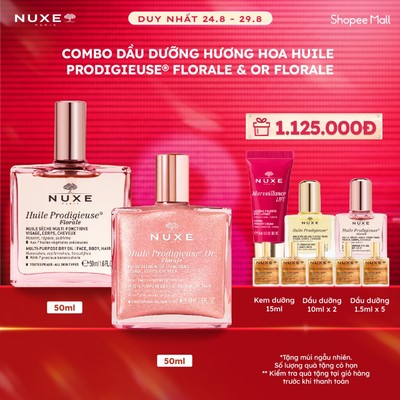 Combo Dầu dưỡng hương hoa Nuxe Huile Prodigieuse Florale Multi-Purpose Dry Oil 50ml & Or Florale 50ml