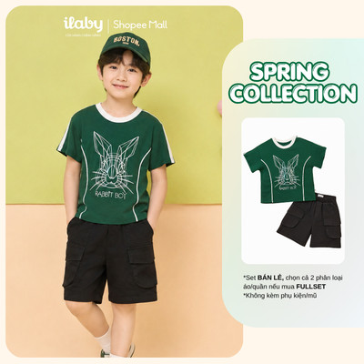 [ILABY 10-40kg] Mix set quần áo bé trai, áo thun cotton 4 chiều và quần short túi hộp phong cách [3524+3777]