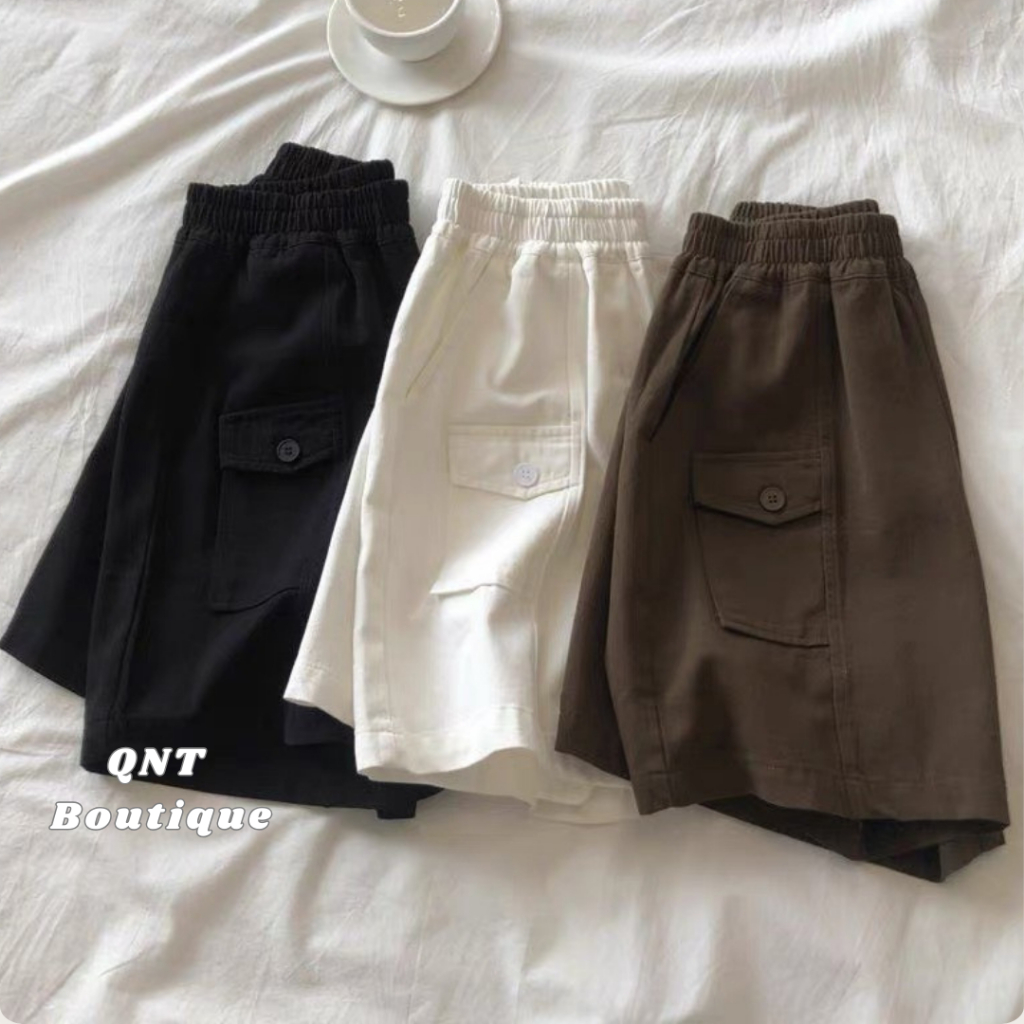 Quần Short Kaki Nữ Cao Cấp Hàn Quốc, Quần Đùi Sooc lưng chun có túi,co giãn 4 chiều mềm mại, nhiều màu-M30-QNT