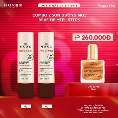 Combo 2 Son dưỡng môi Nuxe Reve De Miel Lip Moisturising Stick 4g