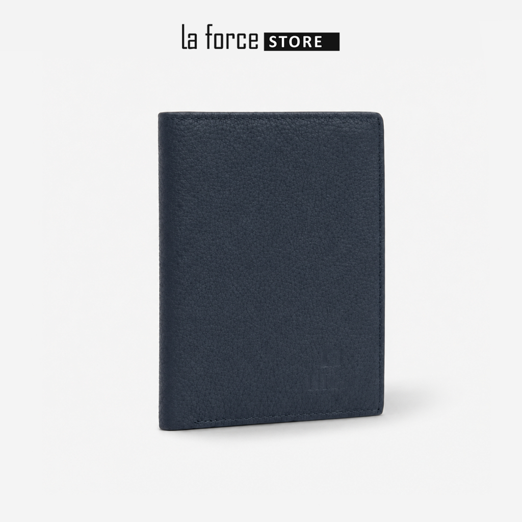 Ví Da Nam Laforce VLAD3501-2-X Cao Cấp, Ví Đứng Nam Da Vân Sần Xanh Navy Nhiều Ngăn Tiện Dụng
