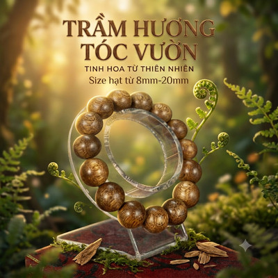 Vòng tay trầm hương Tròn đơn Tóc vườn Xưởng Mộc Việt size 8/10/12/14/16/18mm mang bình an may mắn