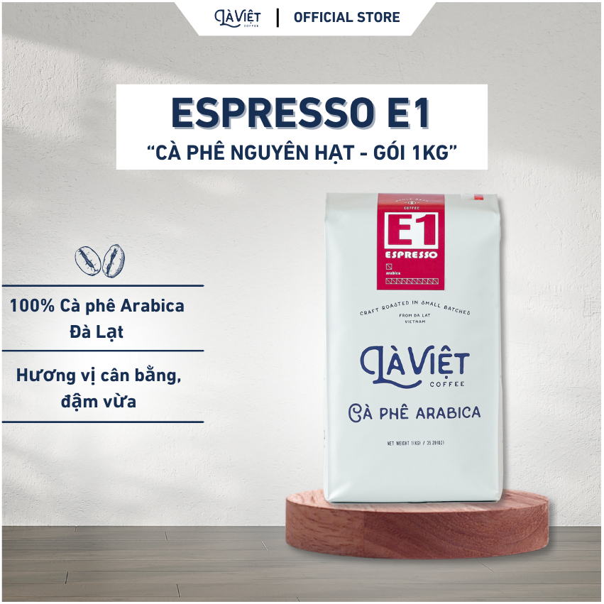 Cà Phê Nguyên Hạt LÀ VIỆT E1 100% Arabica 1kg Vị Cân Bằng