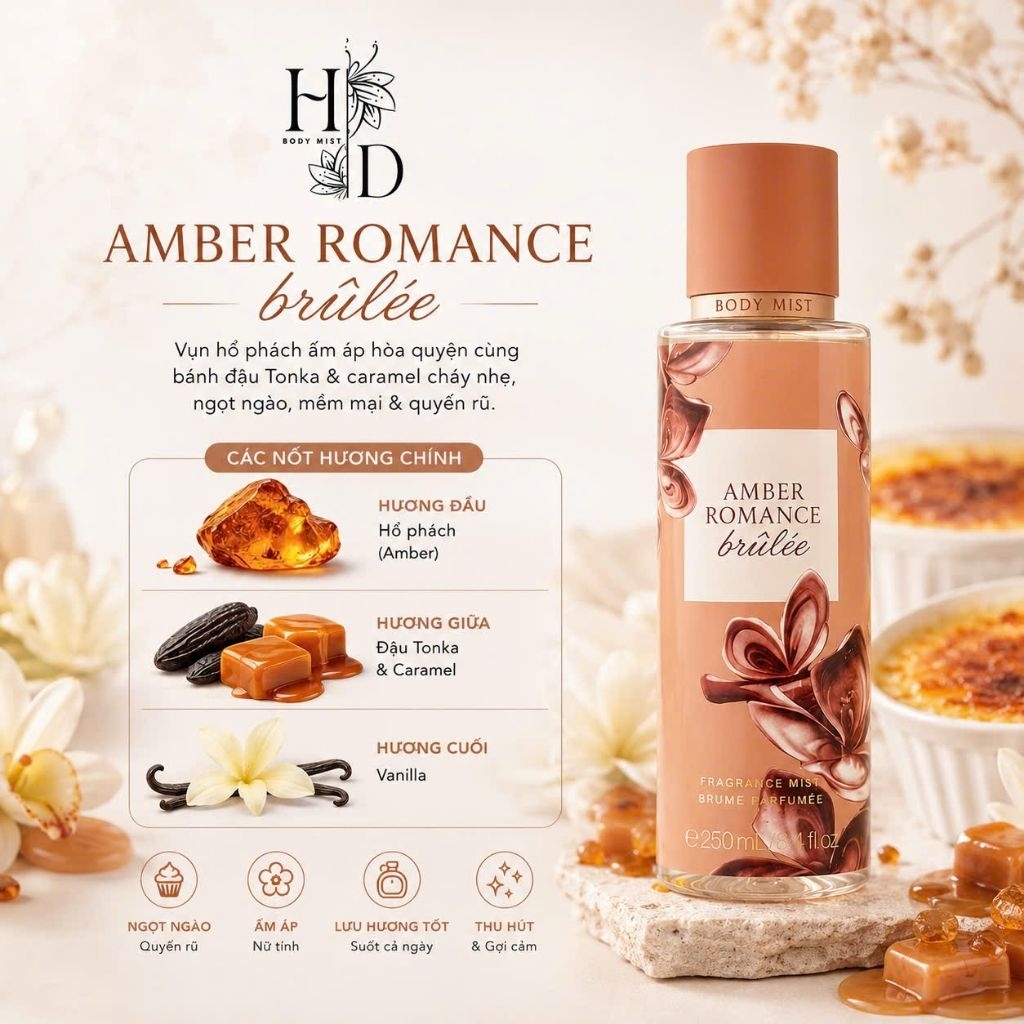 AMBER ROMANCE BRULEE - XỊT THƠM BODY MIST