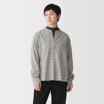 [26AW] MUJI Áo Blouse Nữ Vải Flannel Tay Dài