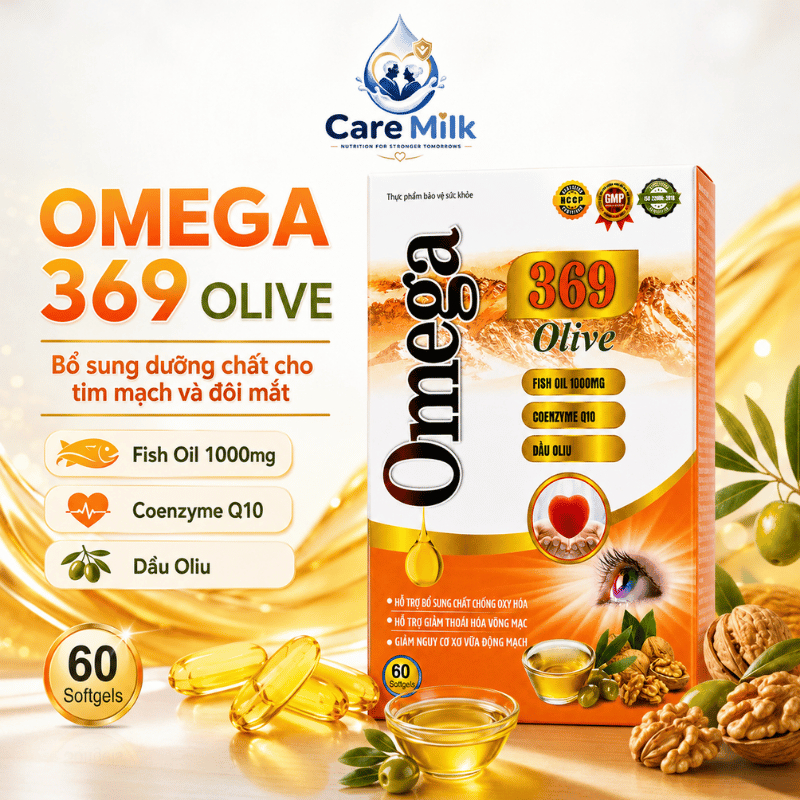 Omega 369 Olive 60 Viên, Bổ Sung Fish Oil 1000mg Coenzyme Q10 Và Dầu Oliu - TPCN003