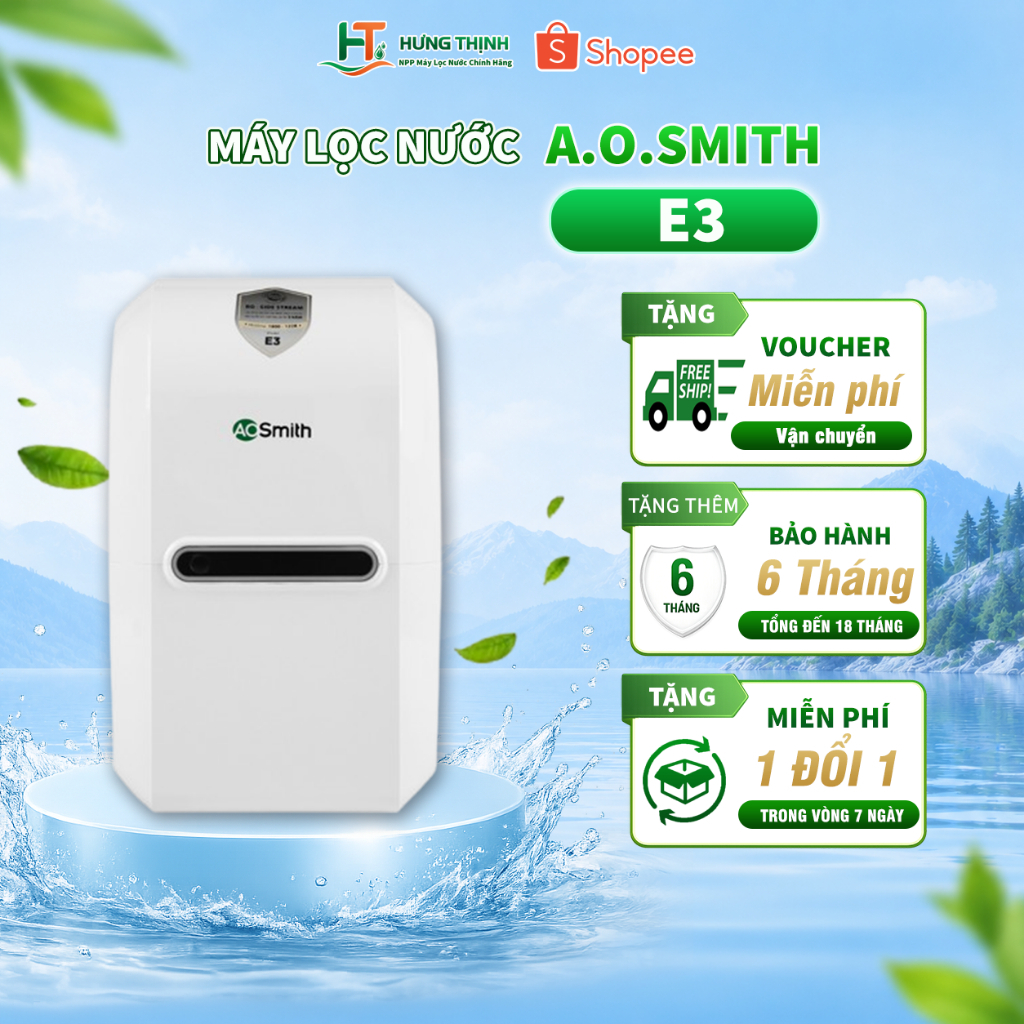 [Mã BMLT30 Giảm Đến 30K Đơn 299K] Máy Lọc Nước Aosmith E3 - Hàng Chính Hãng Bảo Hành 12 Tháng