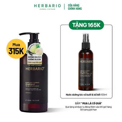 Dầu gội vỏ bưởi và bồ kết Herbario 300ml thuần chay TẶNG nước xịt dưỡng tóc vỏ bưởi và bồ kết 100ml