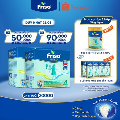 Bộ 2 Hộp Sữa Bột Friso Gold 4 Hộp Giấy 2kgx2