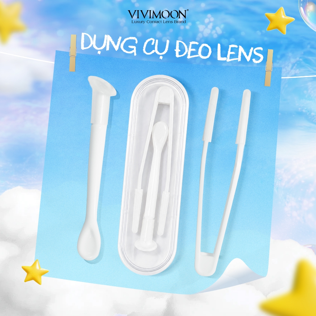 VIVIMOON Dụng cụ hỗ trợ gắp và đeo kính áp tròng, nhíp gắp lens chất liệu nhựa…