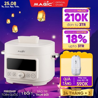 Nồi áp suất điện đa năng 2in1 Magic Eco AC-243, Dung tích 5L, Áp suất 1300W
