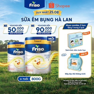 [Nhập Khẩu Hà Lan] Combo 2 Lon Sữa Bột Friso Pro 3 800G cho trẻ trên 2 tuổi