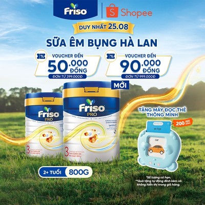 [Tặng Máy Đọc Thẻ Thông Minh] Combo 2 Lon Sữa Bột Friso Pro 3 800G cho trẻ trên 2 tuổi