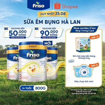 [Nhập Khẩu Hà Lan] Combo 3 Lon Sữa Bột Friso Pro 3 800G cho trẻ trên 2 tuổi