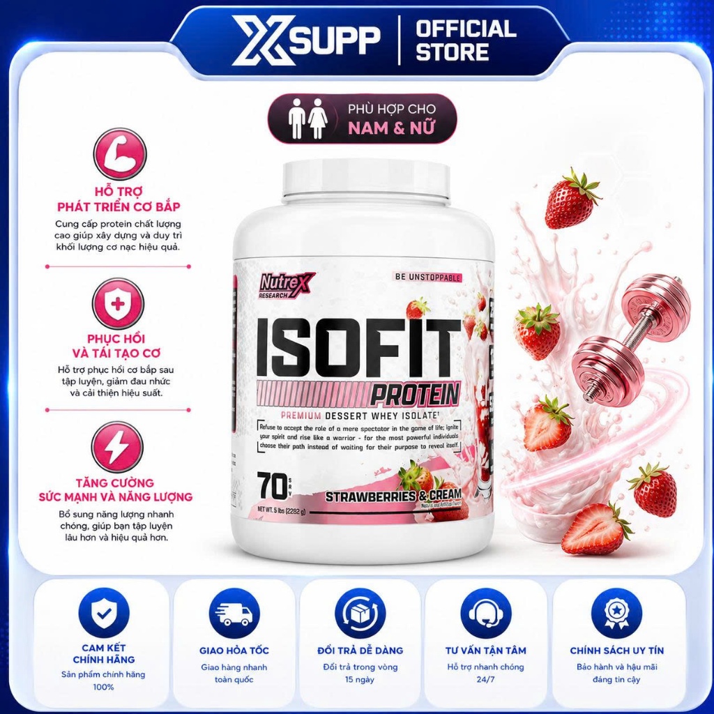 Nutrex Isofit Protein Isolate 5lbs Bột Protein Hỗ Trợ Chế Độ Dinh Dưỡng