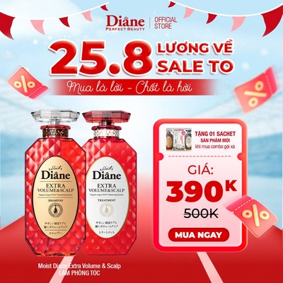 Combo dầu gội xả làm phồng tóc mỏng thưa tóc xẹp dầu bết Moist Diane Extra Volume & Scalp 450ml*2