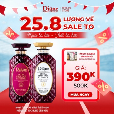 Combo dầu gội xả giảm rụng tóc đến 96% giảm gàu mẩn đỏ da đầu Moist Diane Extra Hair Fall Control
